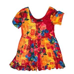 Jams World Dress Womens Small Hattie Flowers Unique Babydoll Colorful
